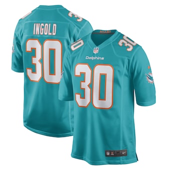 mens nike alec ingold aqua miami dolphins game player jersey